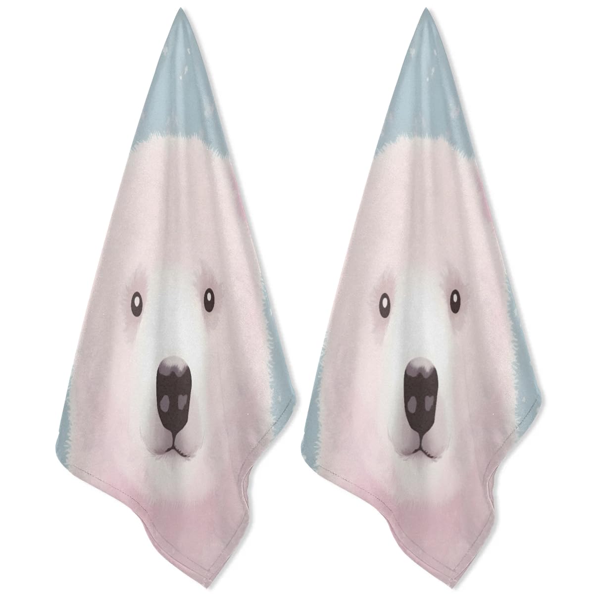 QsirBC Lovely Bear Kitchen Towels Set of 2 Hand Towels Dish Towels Reusable Decorative Towel Sets for Cooking Baking, 28.3 X 17.7 Inch