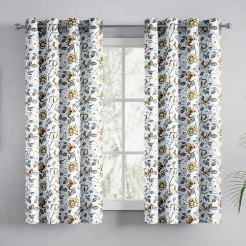 Image of haus & kinder Digital Printed Cotton Window Curtain 5 Feet Long Pack of 2 Window Curtains, 5 Feet Curtain for Window (Earthy Bloom, Multicolor 130x152 CM)