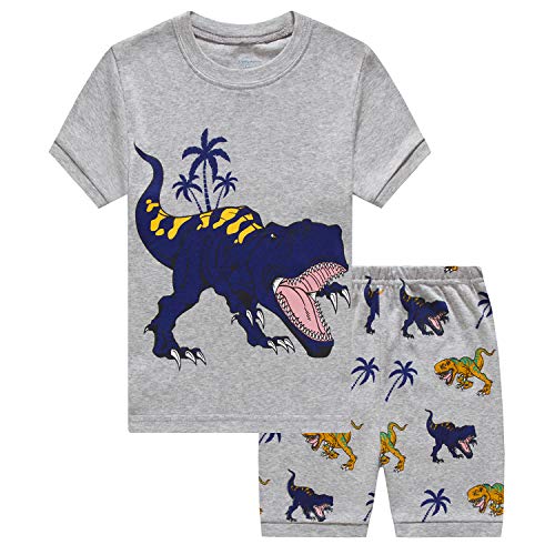 Popshion Baby Boys Summer Clothes Short Sleeve T-Shirts Shorts Set 2pcs Dinosaur Toddler Outfits Clothing(62-Dinosaur -7T)