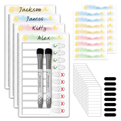 Image of Upgraded Slider Dry Erase Chore Chart for Kids Multiple Kids, Whiteboard Magnetic Morning /Bedtime Routine Chart for Kid Toddlers Teens Adult, Visual Schedule for Kid with Autism