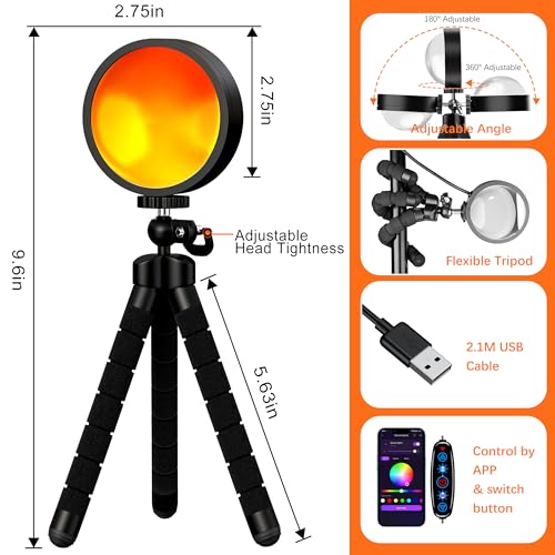 Tsrarey Sunset Lamp T3 – App-Controlled RGB Projector with White Noise — view 6