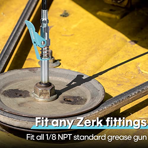 Shall Grease Gun Coupler, Quick Release & Strong Locking Grease Gun Couplers W/Zerk Fittings Cleaner, 10000 Psi High Pressure Grease Gun Tips, Compatible With All Grease Guns 1/8" Npt Grease Fittings #TOP5