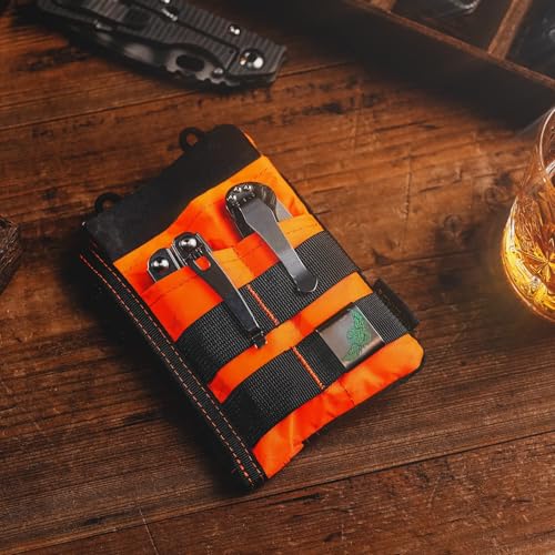 Image of VIPERADE VE18 EDC Pouch, Pocket Organizer, 3 Slots, 2 Zipper Pockets, EDC Multitool Pouch (X-PAC-Hot Orange)