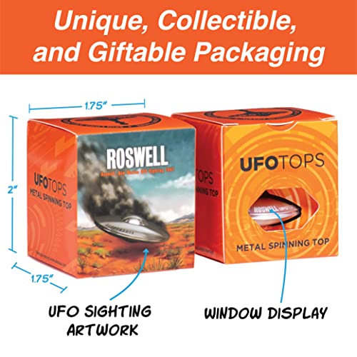 Ufo Tops - Roswell | Metal Spinning Top | Inspired By The Documented 1947 Ufo Sighting In Roswell, New Mexico (Desert Orange) #TOP5