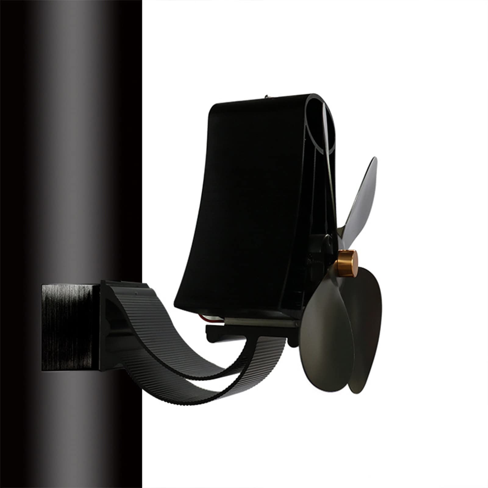 DYK&NX Ventilador De Estufa De Leña De Tamaño Pequeño, Ventilador de la Estufa de Tubo de combustión de 4 Palas para Estufa de pellets/leña/leños, no eléctrica