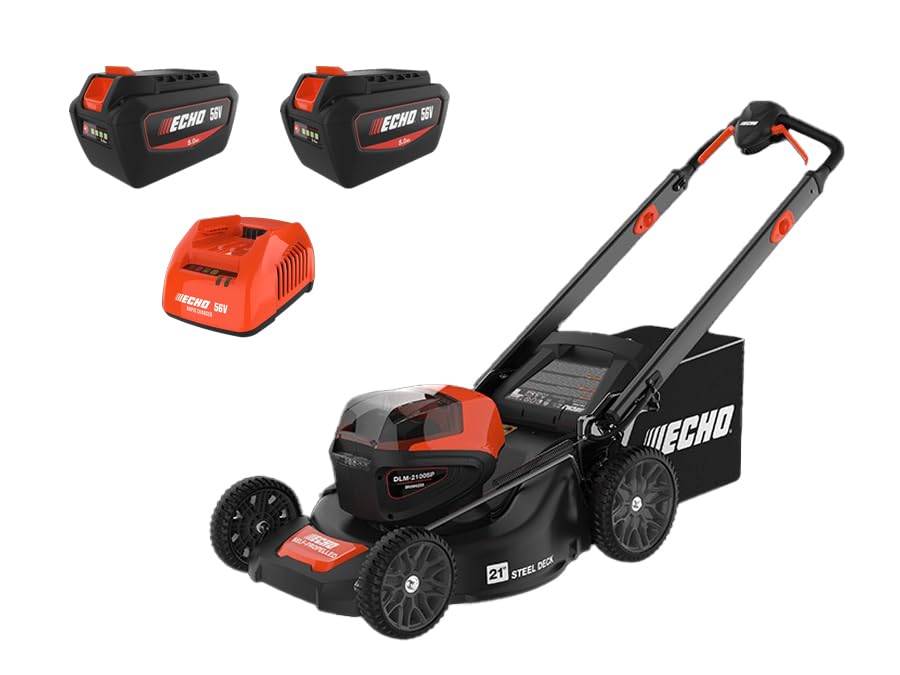 ECHO eFORCE 21 in. 56V Cordless Battery Walk Behind Self-Propelled Lawn Mower with Two 5.0 Ah Batteries/Rapid Charger DLM-2100SPR2-2