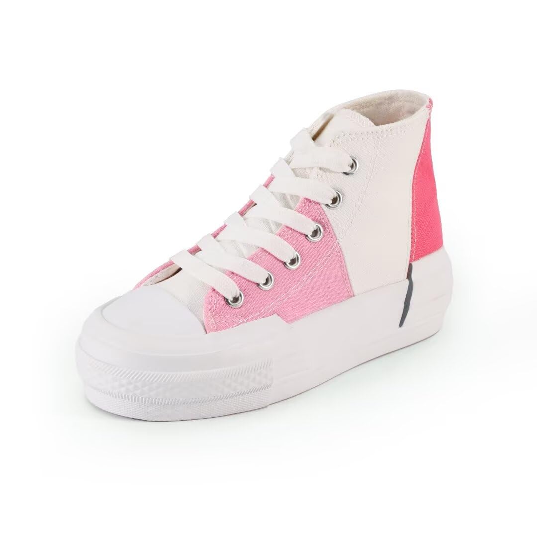 JUDIS Girls’ Platform Canvas Shoes Lace-up Fashion Sneakers Low Top and High Top Casual Shoes for Girls