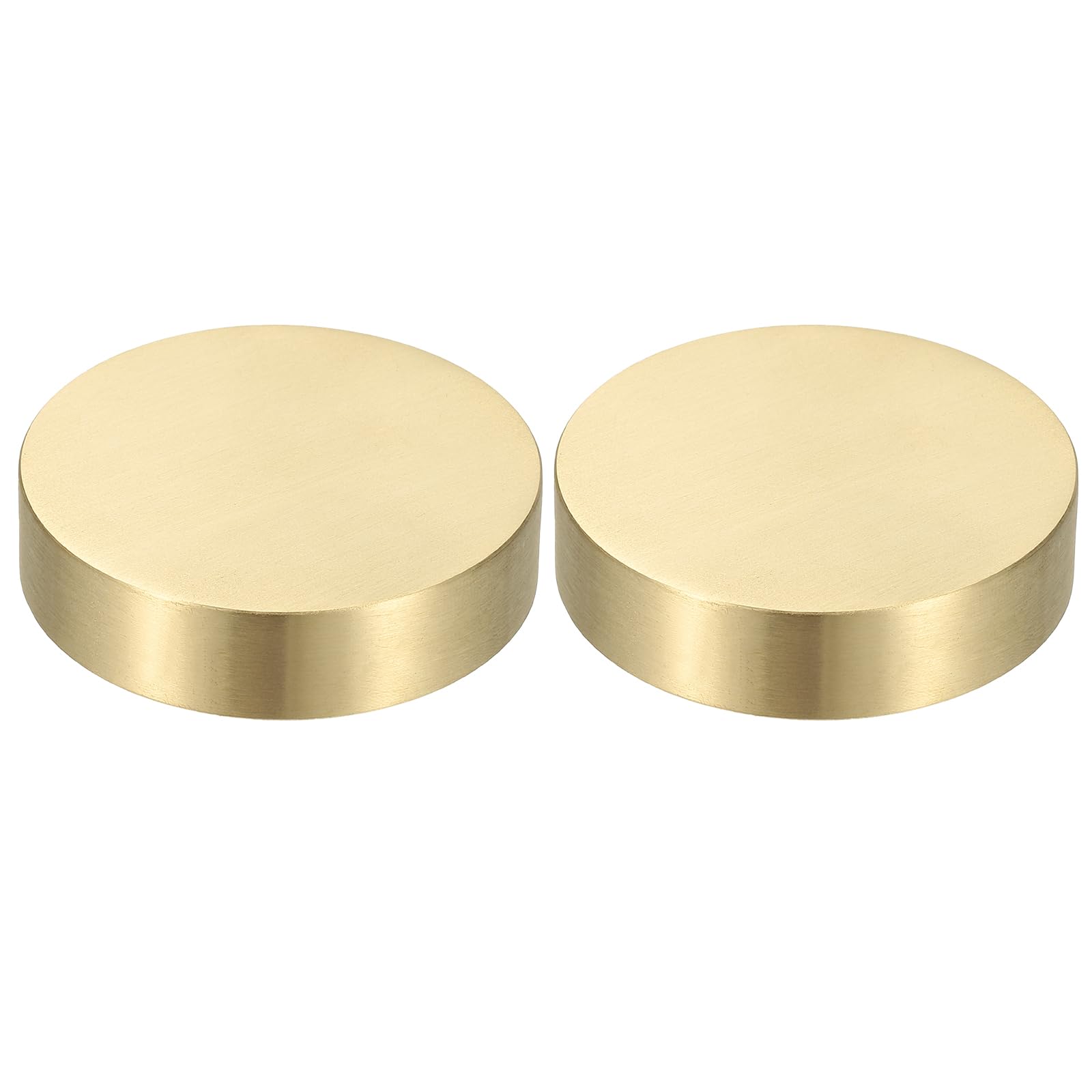 PATIKIL 2 Pcs Chinese Calligraphy Paper Weight, 60mm Round Brass Paperweight Holding Paper Flat for Painting Writing Ink Drawing Desktop Home Office Decoration, Gold Tone
