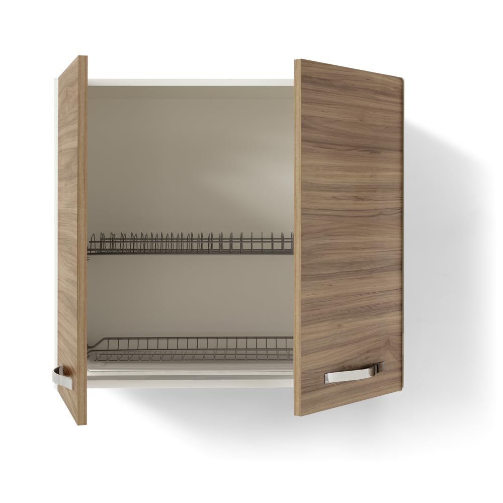 REDÒKASA Pensile Colapiatti per cucina componibile da 80 cm con 2 ante linea MAKA, realizzata in legno 100% MADE IN ITALY (Noce)