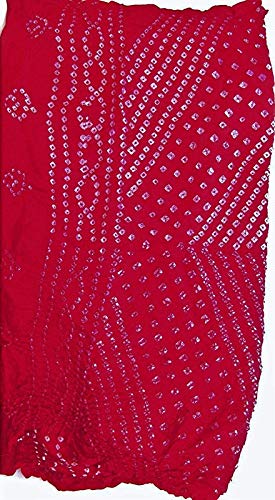 Image of PK HUB Women's Jaipuri Rajasthani Bandhani Dupatta | Art Silk Bandhej Dupatta with Gota Patti Work & Tassels (Free size)
