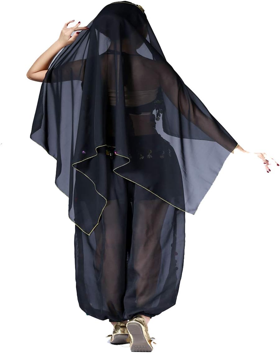 Mrotrida Women's Belly Dance Big Headscarf Indian Tribal Chiffon Veil Gypsy Scarves Dance Shawls - Image 2