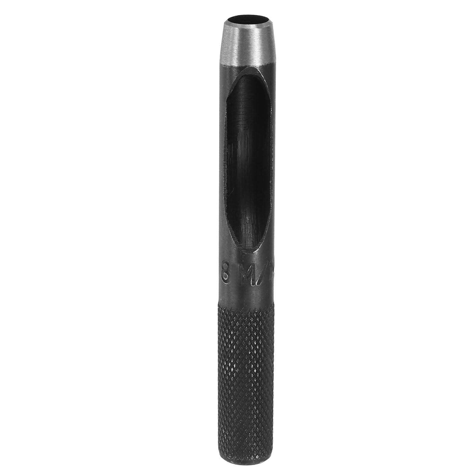 sourcing map Leather Hole Punch 8mm Hollow Round Hole Puncher Cutter Carbon Steel Tool for Watch Cloth Belt Gaskets DIY Leather Craft Repair, Black