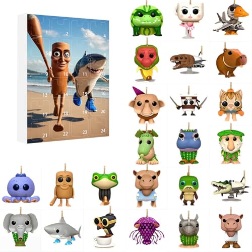 Calendario de Adviento de Brainrot Italiano 2025, Cuenta Regresiva Navideña de 24 Días con Figuras Coleccionables Tung Sahur, Divertidos Juguetes de Acción Brainrot para Fans