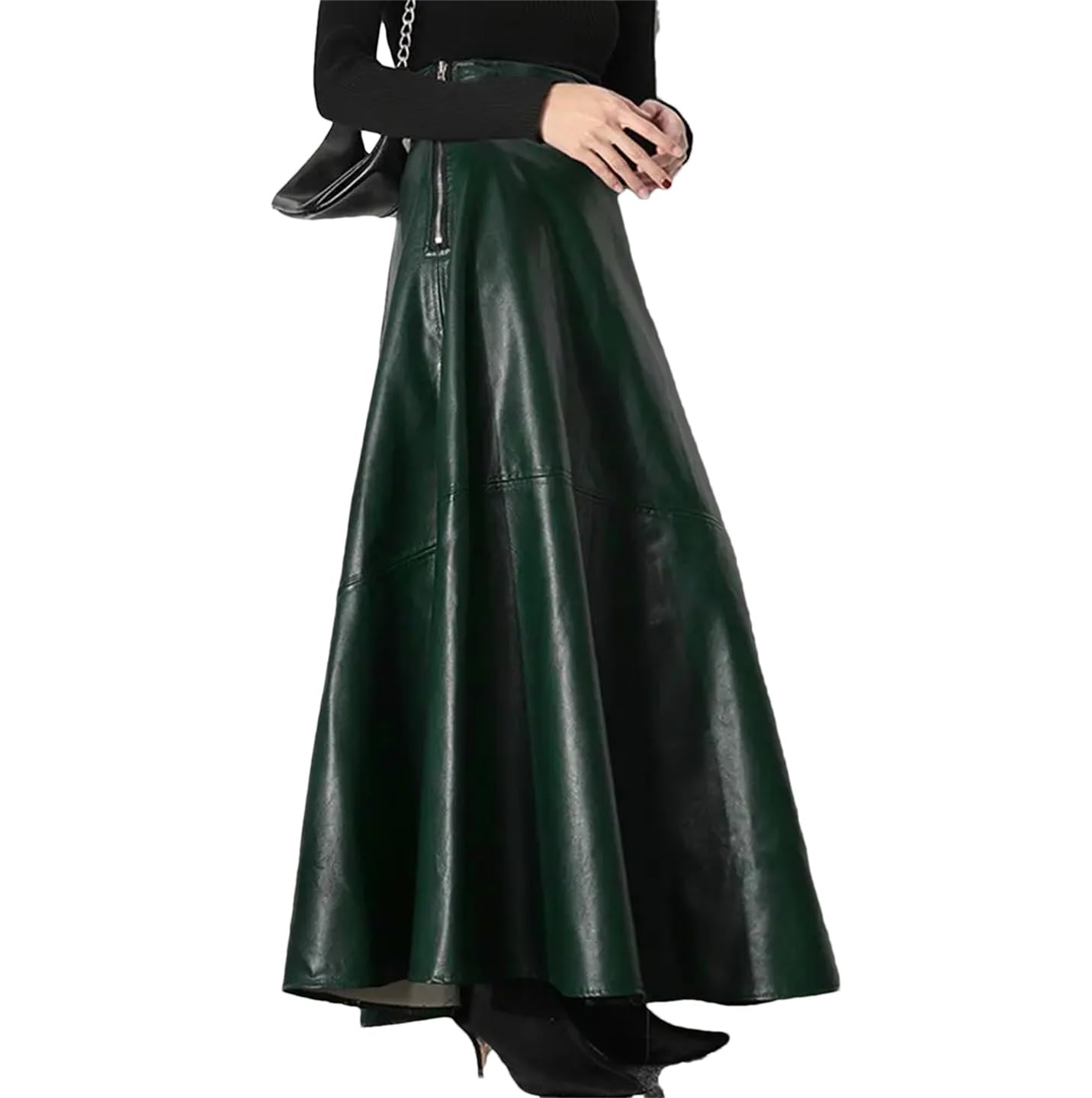 Moda Solido Cuoio DELL'UNITÀ di elaborazione Maxi Gonne Donna Elegante Casual Vita Alta