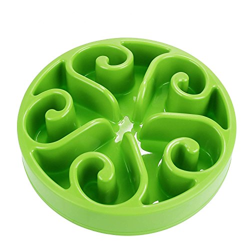 Slow Feed Bowl, SUAVER Anti-tragando Plato Alimentador Tazon Comedero para Mascotas Bebedero Cuenco Bol Recipiente (Verde)