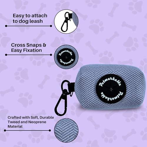 Image of Dog Poop Bag Holder with Carabiner Clip - Convenient, Non-Plastic, and Hands-Free Dog Waste Bag Holder, with Dispenser Pouch for Travel Walks Park, and Outdoor use (Blue)
