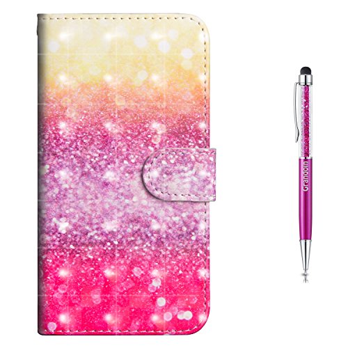 Grandoin Funda Motorola Moto Z3 Play, Carcasa Piel Funda Protectora Slim Folio Cartera Carcasas Tapa movil Case PU Cuero impresión Flip Libro Leather Wallet para Motorola Moto Z3 Play (Rosa)