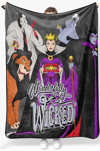 Jay Franco Kids Plush Throw Blanket – Soft & Cozy Fleece Throw for Bedroom & Couch Décor, Official Licensed Product, Multi - Disney Villains, 46x60 - Throw Blanket