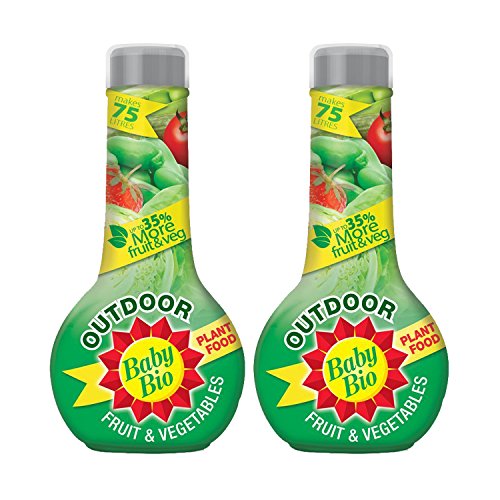 Baby Bio 2 x 750ml Outdoor Plant Food - Fruit & Vegetables Plant Food - Each bottle makes up to 75 litres - Produce up to 35% more fruit & vegetables!