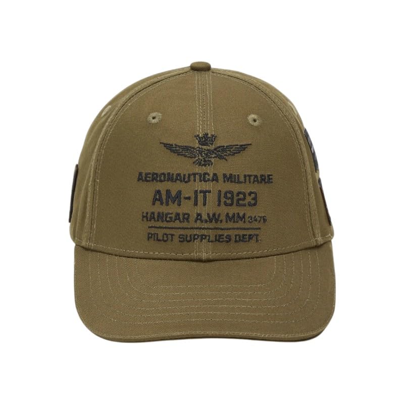 Aeronautica Militare Cappello Uomo HA1223 07198 Cappellino Dark Olive in Cotone con Applicazioni