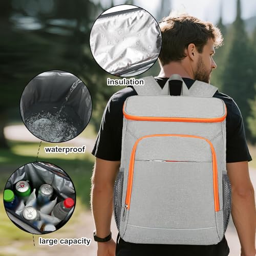 Large Insulated Cooler Backpack - 30 Can Leakproof Lunch Bag with Cooling Pockets, Lightweight Thermal Daypack for Work, Camping, Beach, Travel and Outdoor Activities3