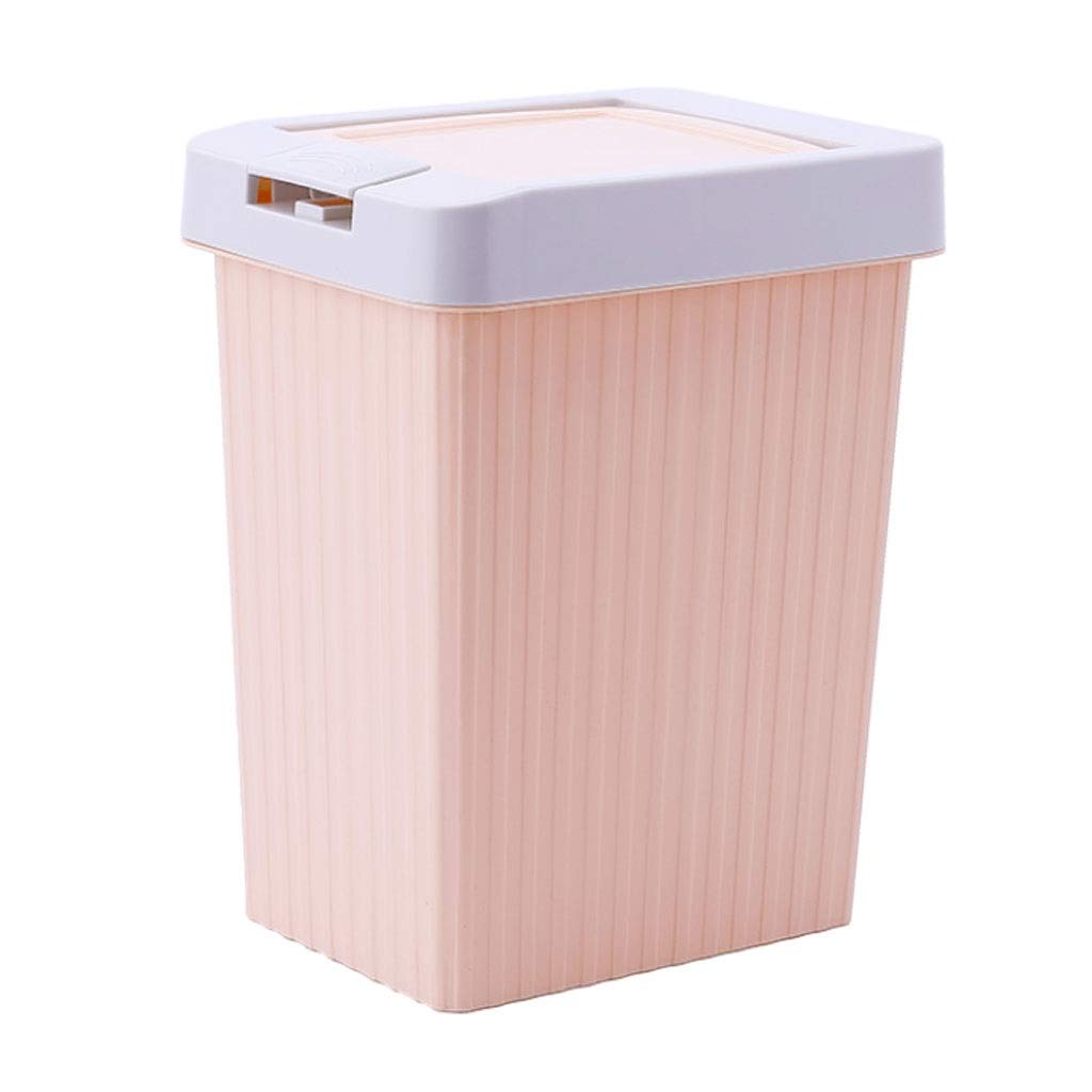 UPJAKS Cubo de Basura Caja Cuadrada táctil, Caja de Reciclaje for el hogar, Sala de Estar Cocina Estudio Dormitorio Oficina Baño Baño Plástico Bote de Basura Bote de Basura Baño (Color : Rose)