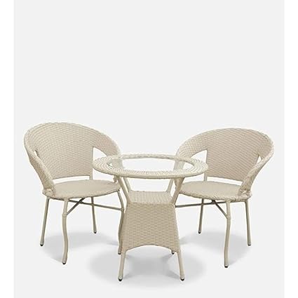 FLOOR DECOR D-12 Outdoor Furniture Garden Patio Seating Set (2 Chairs+1 Table Set) Balcony Furniture Coffee Table Set (Honey)