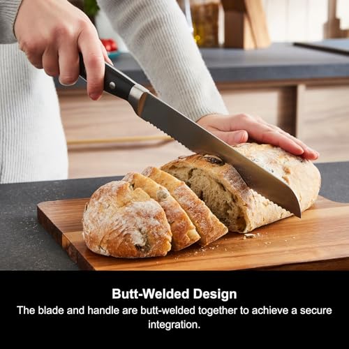 Morphy Richards 5-Piece Knife Block with Sharpener, Kitchen Set, Butt-Welded Design, Long Lasting Sharpness, Precision Cutting, Ergonomic, Acacian Wood, Paring, Ultilty Slicing, Bread, Chef, 868000 - Image 7