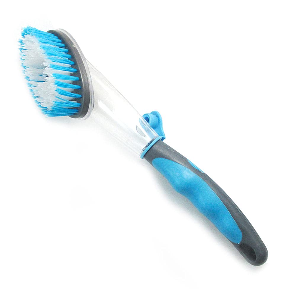 4pc Soap Dispensing Dish Bristles Brushes Sponge Head Kitchen Clean Scrub Brush Dish Brush with Soap Dispenser Scrubber Kitchen Scrub Pots Pans Kitchen Sponge Brush Bowls Cleaning Bathroom Dispenser