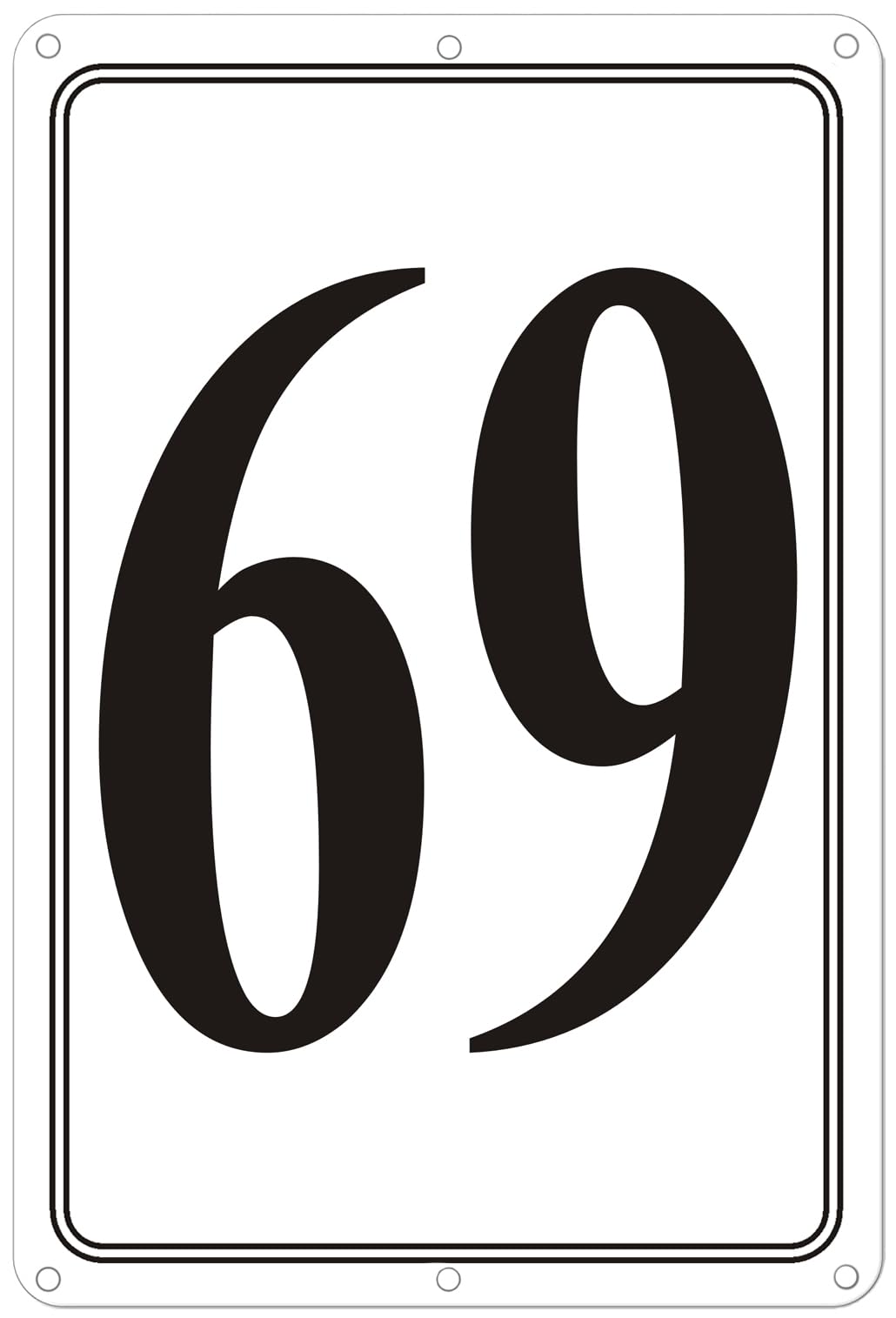Premium Aluminum Number Signs 69, Metal 12" X 8" Numbered Signs Outdoor for Parking Lots, Floor, Dock, Court, Aisle, Field, High Visibility, No Fade, Weather-resistant
