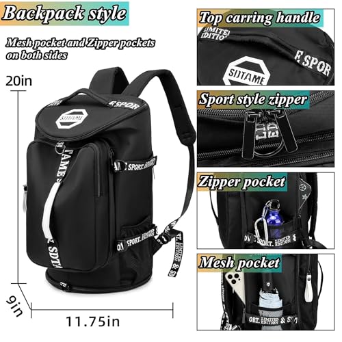 Image of SDTAME Gym Duffel Backpack with Shoe Pocket & Laptop Sleeve