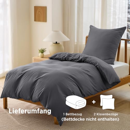 BEDSURE Bettwäsche 135x200 2teilig Mikrofaser - Anthrazit, 80x80 Kissen – Ansicht 4
