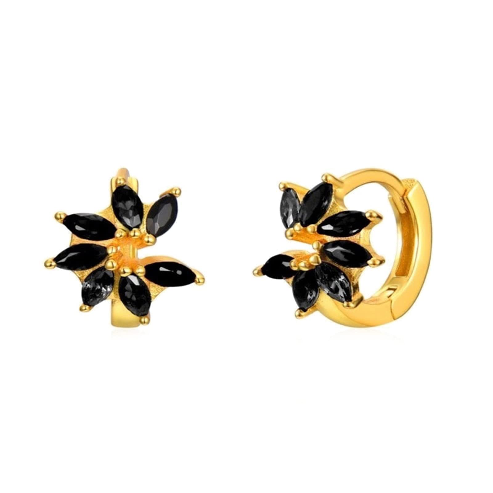 Orecchini Cerchio Zirconi, Orecchini Argento Cerchio con fiore Cubic Zirconia da donna