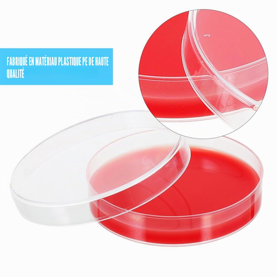 Boîtes de Pétri Transparentes,Boite de Petri Steriles avec Couverture, 6 Pièces Boîtes de Pétri, Boite de Petri, pour Etudes Biologie Expérimentale en Laboratoire (70mm)