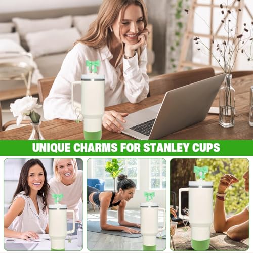 Image of HASTHIP 9Pcs Cup Accessories for Stanley Charm Kit Straw Cover, Straws, Cleaning Brush, Handle Charm, Spill-Proof Plug, Cup Bottom Sleeve-Stylish & Durable(Cup NOT Included)