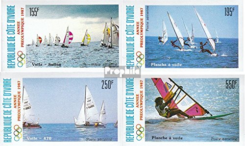 Prophila Collection Costa D'Avorio Michel.-No..: 950B-953B (Completa Edizione) Imperforato Musterstücke 1987 Vela (Francobolli per i Collezionisti) Sport Acquatici