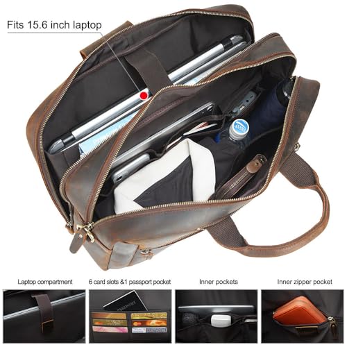 TIDING Leather Convertible Briefcase Backpack