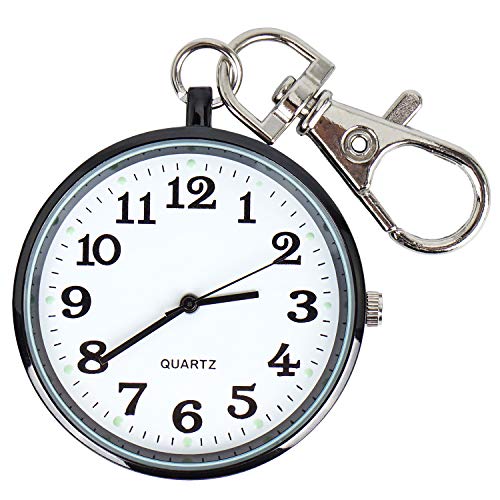 Minimalist Ultra Thin Open Face Quartz Pocket Watch with Key Buckle Unisex Portable Unisex Pocket Watch