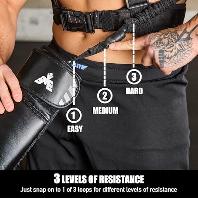 Elite Sports Adult Boxing Harness with 12oz Gloves ¨C Adjustable Resistance Bands (3 Levels), Stability Strap, Padded Back & Shoulder, Ballistic Nylon, Quick-Release Buckle ¨C Training & Workout Gear