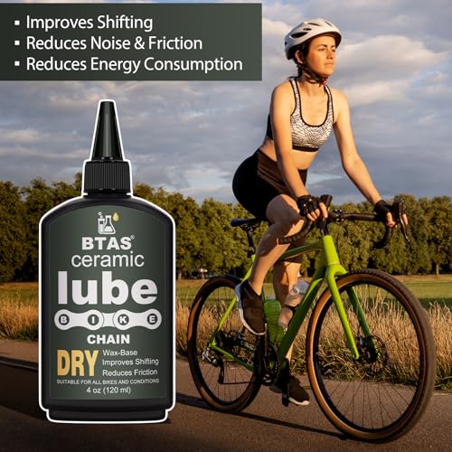 BTAS Chaine de cire de vélo sec Lube 4 oz pour la route, VTT,MTB & Huile lubrifiante pour chaîne de vélo avec nanoparticules en céramique et PTFE (Téflon)