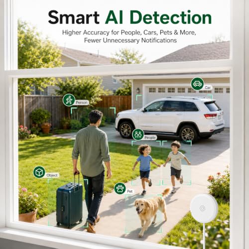 Image of 2K No-Drill Window Security Cameras, 2Packs Magnetic Cameras for Home Security, 5G&2.4G WiFi Indoor Angled Window Cam Stick on Glass, Full Color Night Vision, 24 /7 AI Human Detection for RV, Apartment