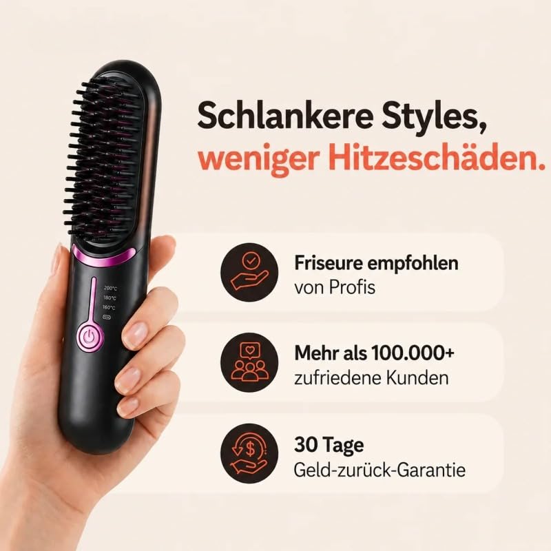 Ciriel - AirBrush Pro | Drahtlose Stylingbürste(Schwarz)