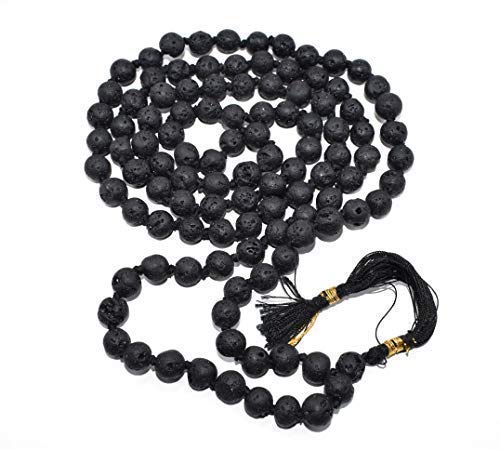 Arvachin Jwala Mukhi Mala - Volcano Lava Stone - 108 Beads Mala,Black