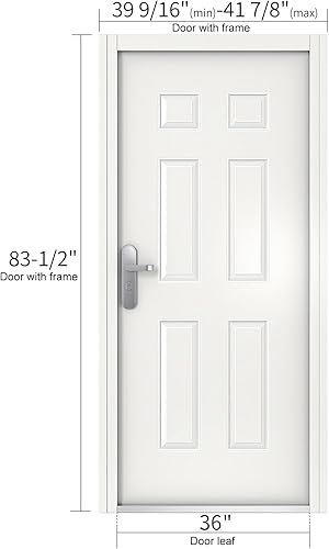 Miniatura 19 de VIZ-PRO Puerta de seguridad de acero de montaje rápido con marco y herrajes, 6 paneles blancos con bisagras laterales derechas hacia adentro, losa