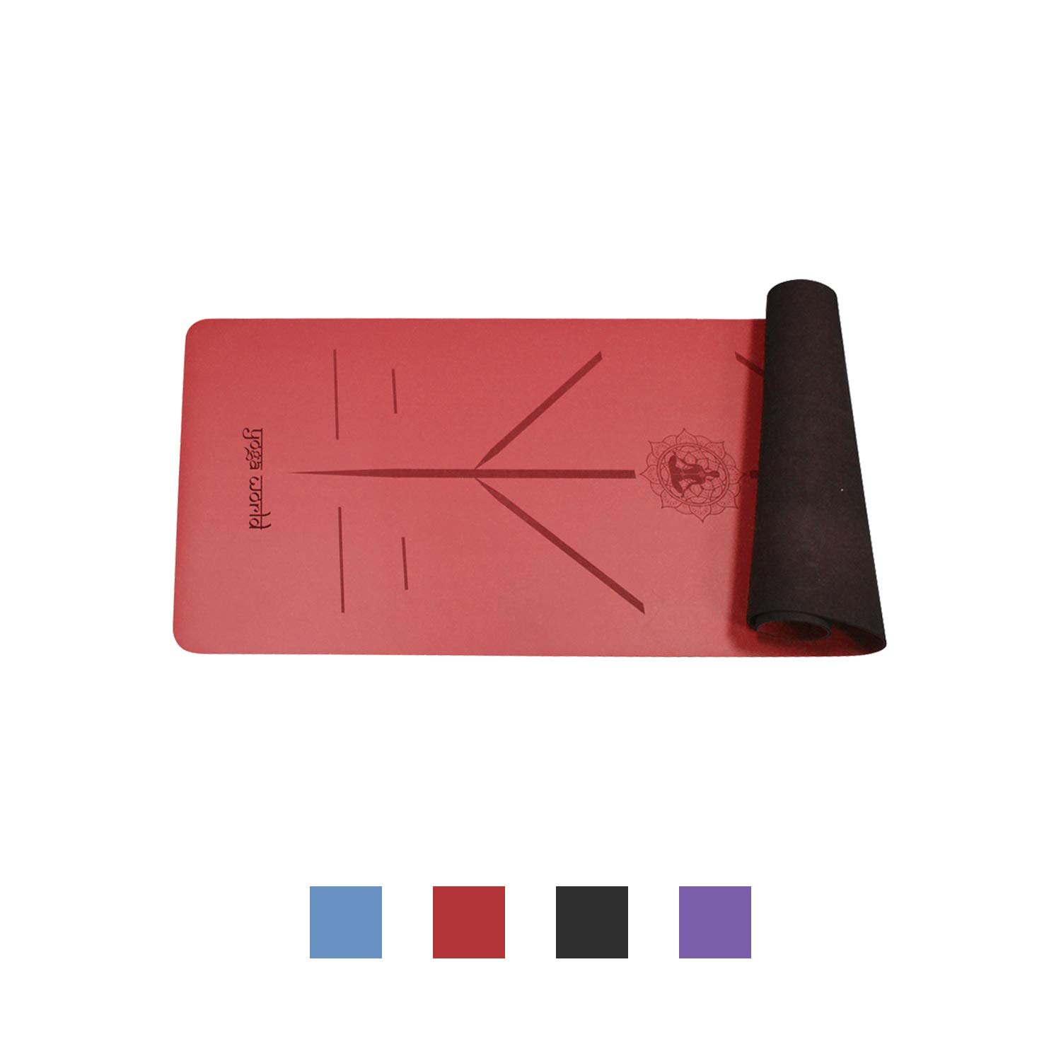 Yoga World Yogamatte zum Ausrichten – rutschfeste TPE-Gummi-Unterseite, weich, dick und langlebig, für Pilates und Heimtraining, biologisch abbaubar, umweltfreundlich, 183 x 66 cm