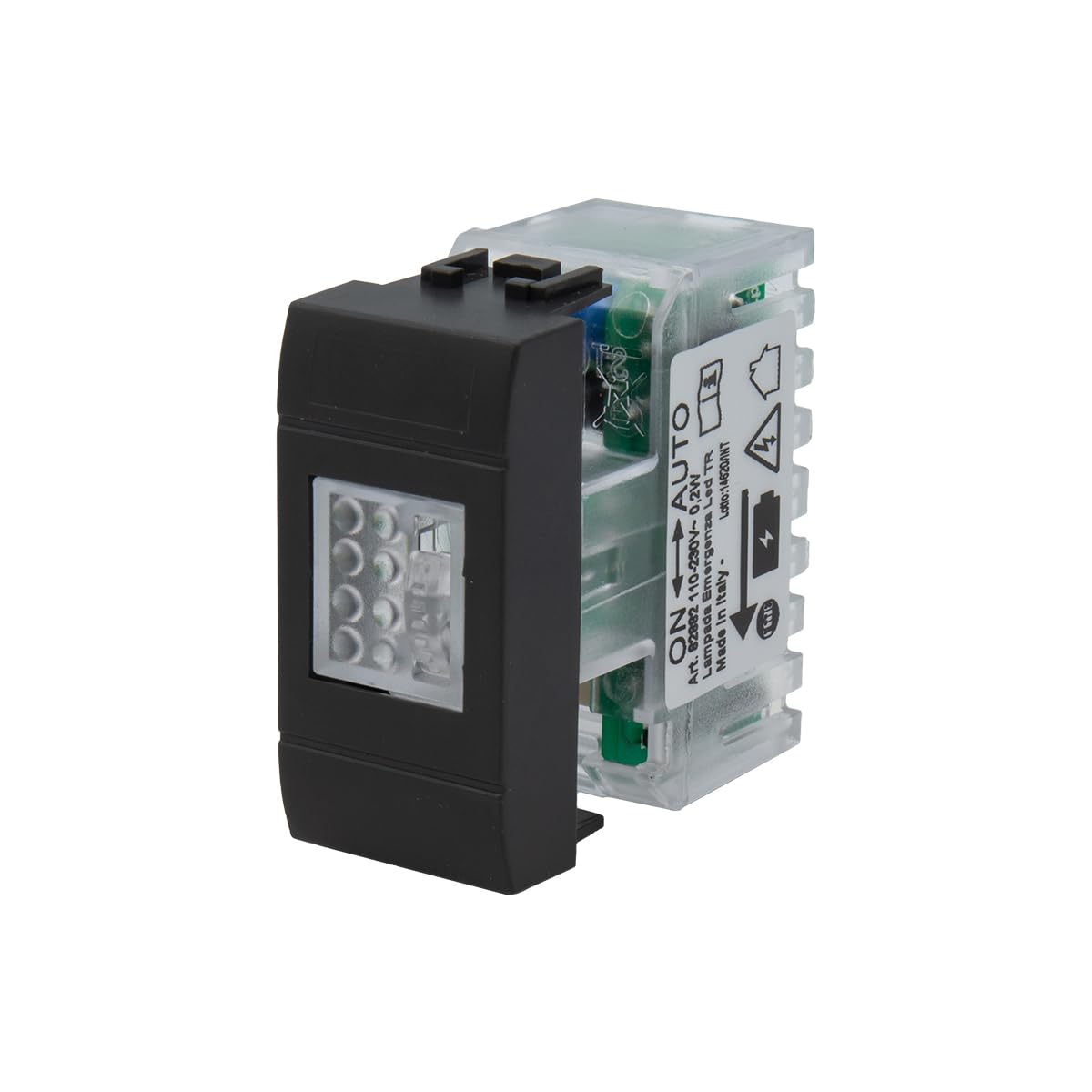 FANTON 82882-32 Lampada LED di emergenza da incasso con funzionamento SE/SA 1 modulo con aggancio KEYSTONE e batteria sostituibile - supporti BTICINO LIVING LIGHT/INTERNATIONAL