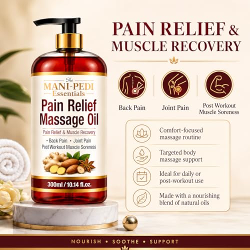 Image of TMPE Pain Relief Massage Oil for Joint & Back Pain, Muscle Soreness With Natural Healing of Ginger, Turmeric & Clove Oils - 300ml Pack of 2