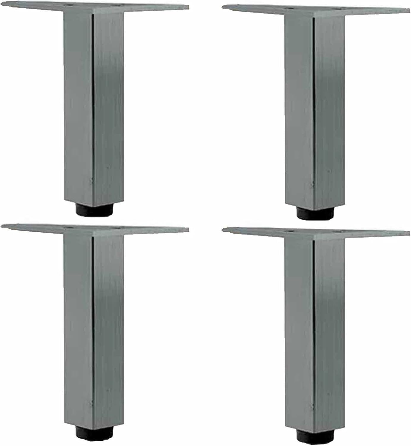 Rhllvj Grey Adjustable Height Square Tube Metal Table Legs Furniture Support Feet For Sofa Chair Ottoman Cabinet Dresser(Grey)