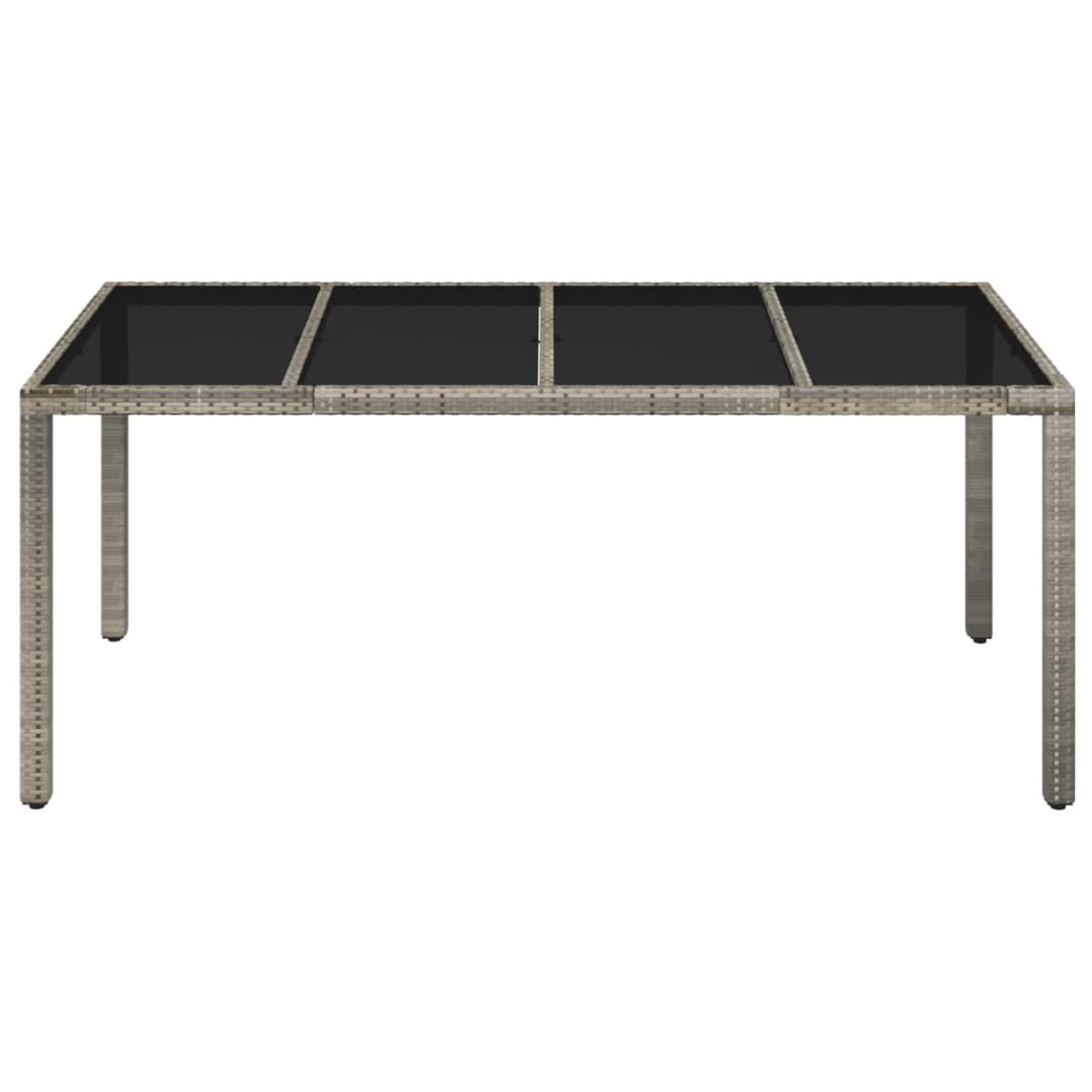 Gartentisch Aus Glas & Polyrattan – Grauer Outdoor-Tisch, 150 X 90 Cm, Wasserfest & Robust