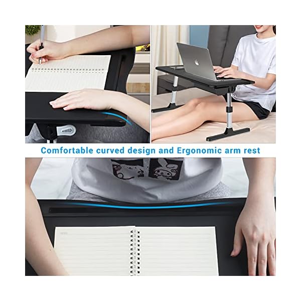 Laptoptisch fürs Bett Couch, COKWEL Betttisch Laptop Tisch Höhenverstellbar mit Schublade, PVC-Leder Notebooktisch… – Bild 4